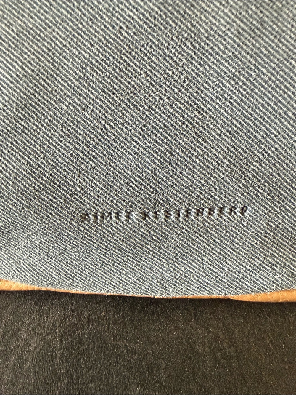 Aimee Kestenberg Blue Denim Canvas Shoulder Bag with Tan Leather Trim - Picture 4 of 8